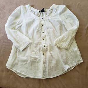 H&M Lightweight Button-Front Peasant Blouse